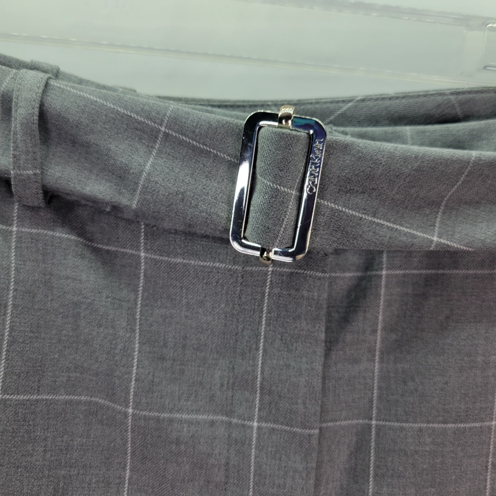 NWT Calvin Klein 2 Piece Gray White Plaid Suit Jacket & Pants w Belt Size 16 - Picture 8 of 16